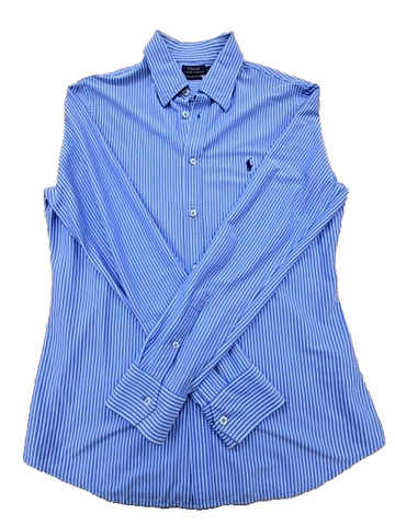 Polo Ralph Lauren Blue Stripe Long Sleeve Button-Down L Men's Knit Shirt