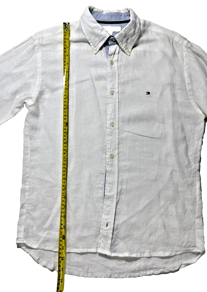 Tommy Hilfiger Follow Flag Detail Linen Relaxed Fit Shirt - Size M