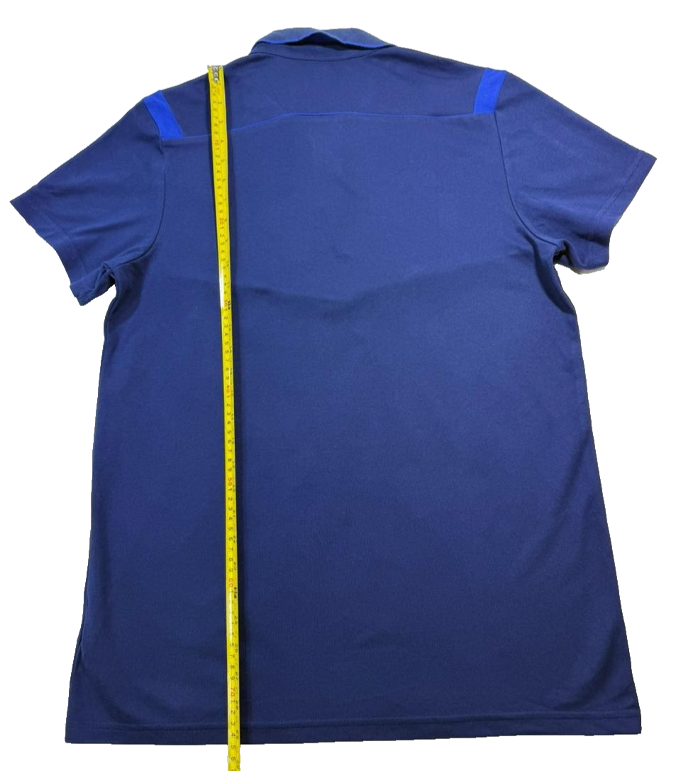 Adidas Men's Navy Blue Climalite Polo Shirt White Three Stripes Short Sleeve L
