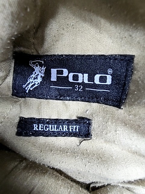 Polo Men's Khaki Regular Fit Button Closure Pants Size 32 Waist 100% Cotton