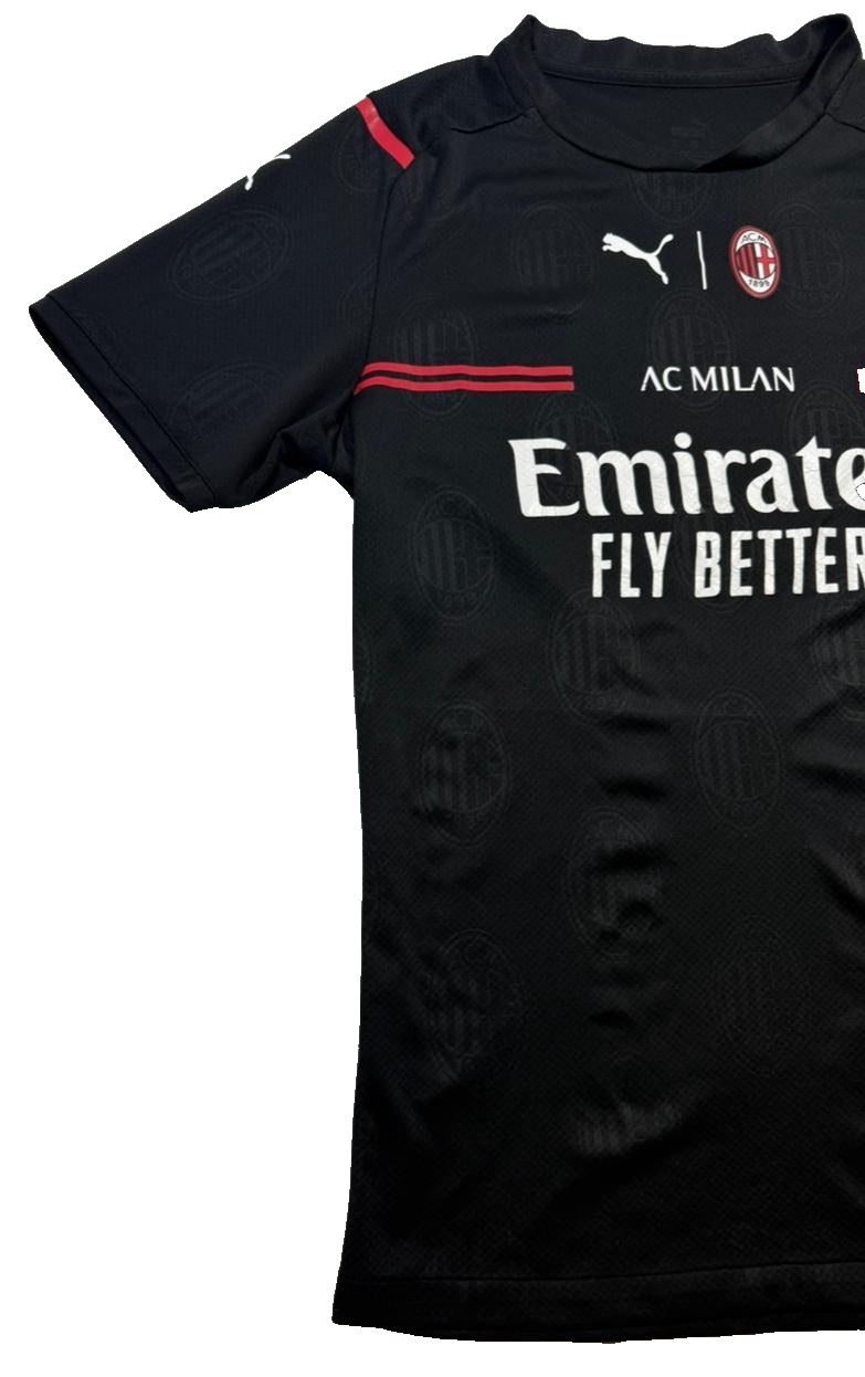 Puma Ac Milan Third Jersey In Black With Red Accents - Size S