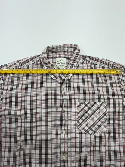 Estabished Men Red White Blue Plaid Button-Down Shirt XL Vintage Pocket