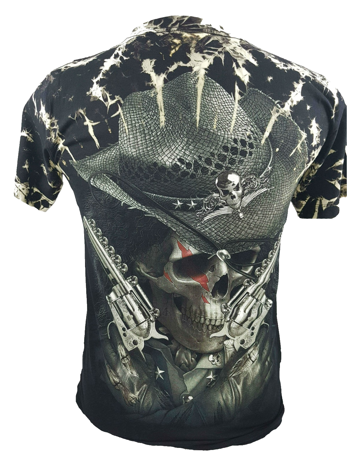 Survivors Vintage Skull Cowboy Guns Rocker T-Shirt Edgy Men's Short Sleeve L