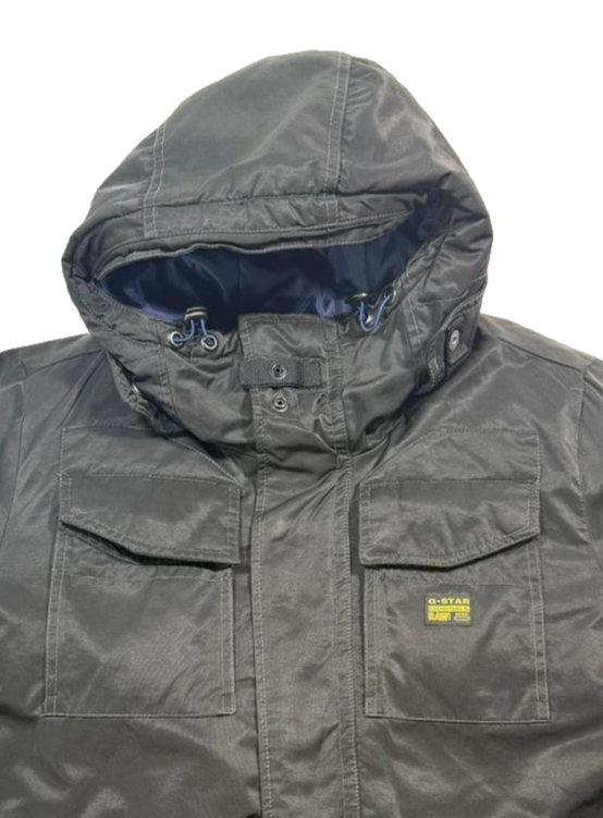 G-Star Raw Men's Hooded Bomber Jacket Black Large Padded Winter Coat Size L