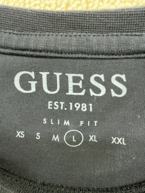 Guess Men's Navy Logo Slim Fit T-Shirt Size L Cotton