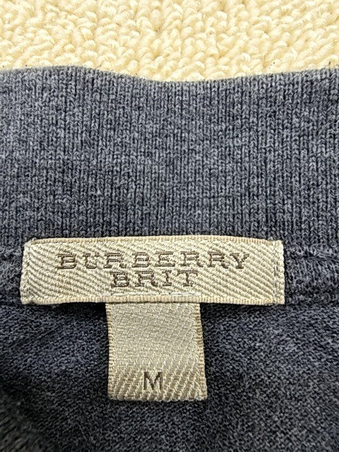 Burberry Grey Cotton Polo Shirt Men's M Short Sleeve Embroidered Logo