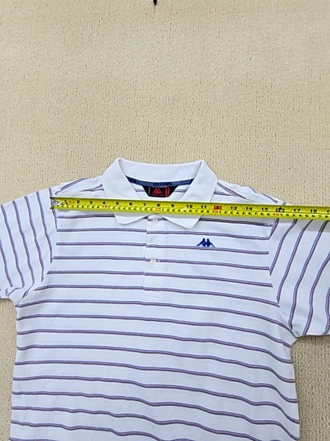 Robe Di Kappa Men's Polo Short Sleeve White Striped Cotton Medium