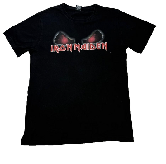 Iron Maiden Men's Black T-Shirt – Size M, Distressed, Logo