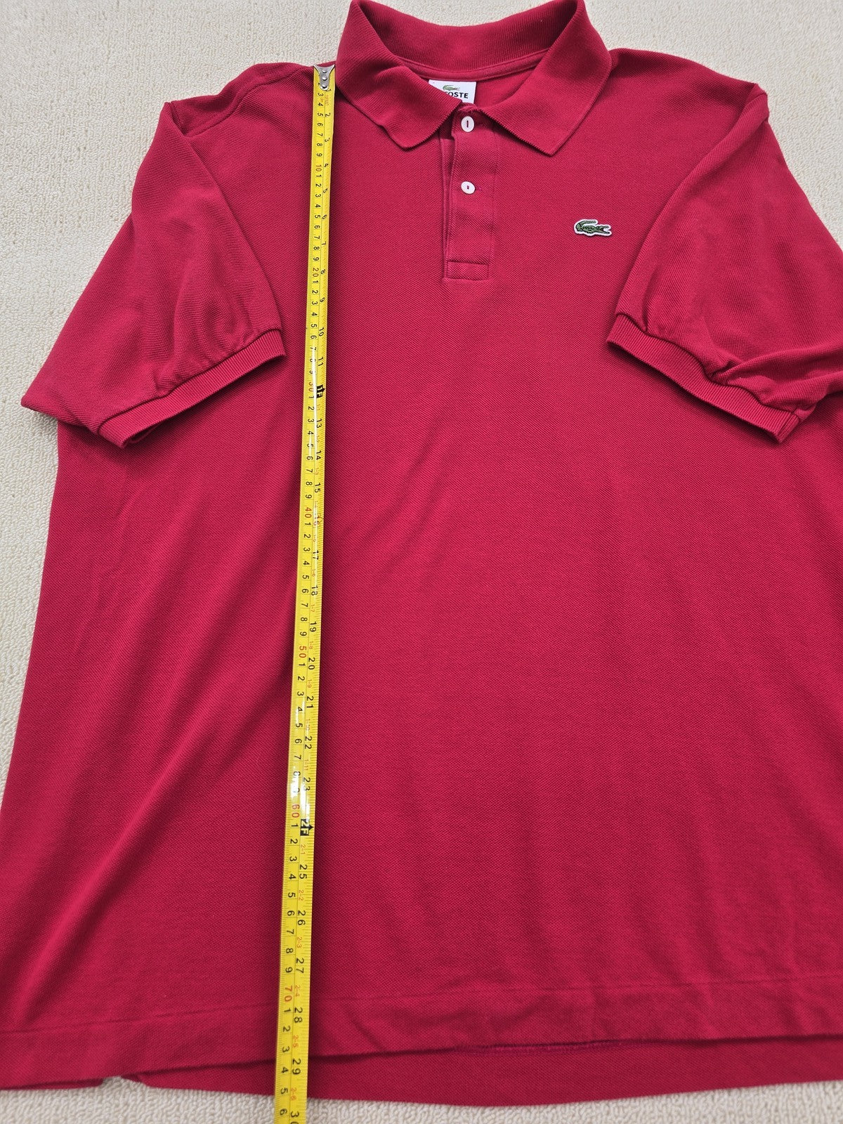 Lacoste Red Men's Short Sleeve Polo Shirt Size 8 Croc Logo Pique