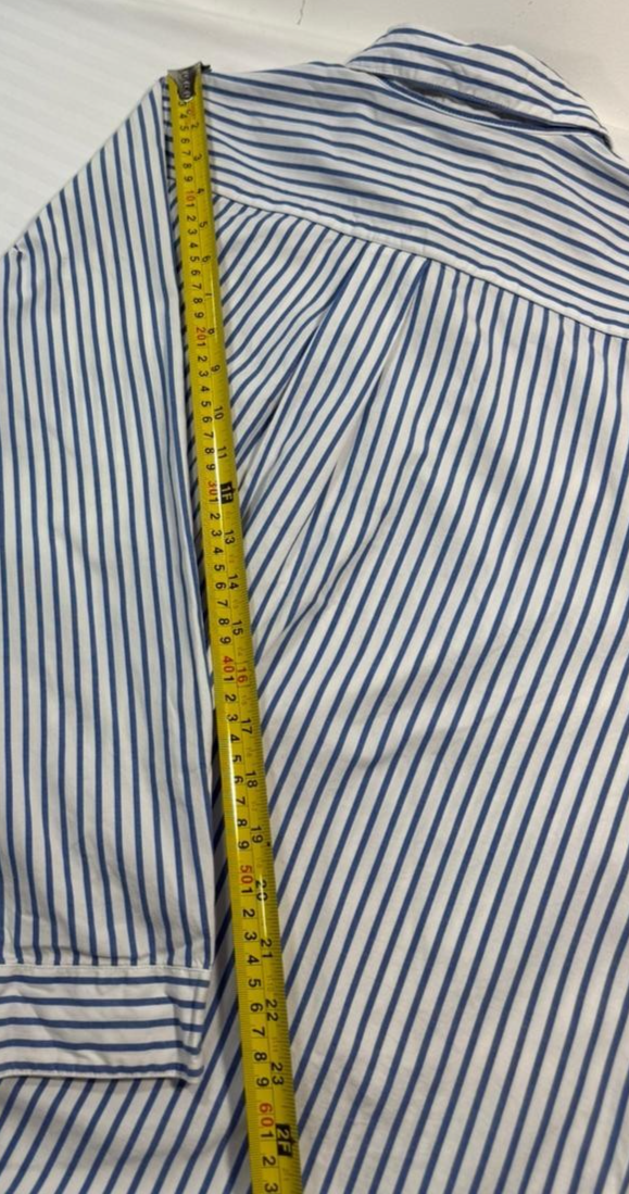 Tommy Hilfiger Women's Blue White Striped Relaxed Fit Button Down Shirt Size S