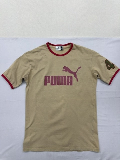 Puma Men's Beige L Cotton Short Sleeve Crewneck T-Shirt