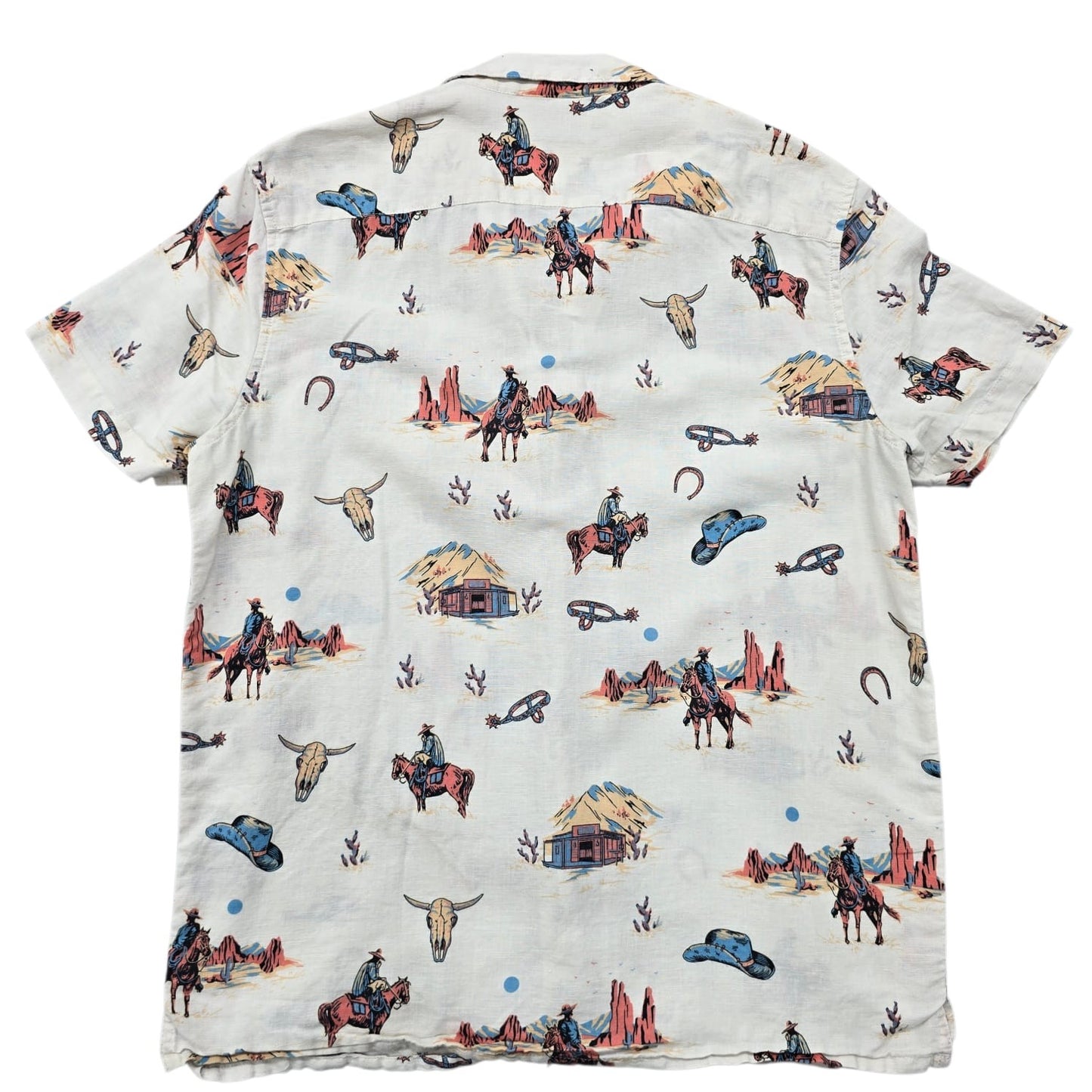 Sonoma Goods For Life Men's Cream Cowboy Print Shirt M