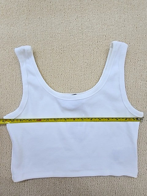 Jordan Women's Cropped Ribbed Tank Top White M Sleeveless