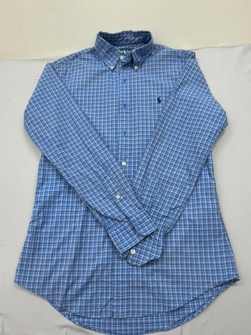 Ralph Lauren Men's Blue Plaid Flannel Button Down Shirt Size S