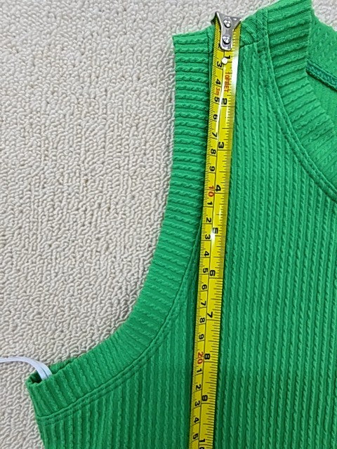 Isaac Mizrahi NY Green Maxi Rib Knit Sleeveless M Women USA