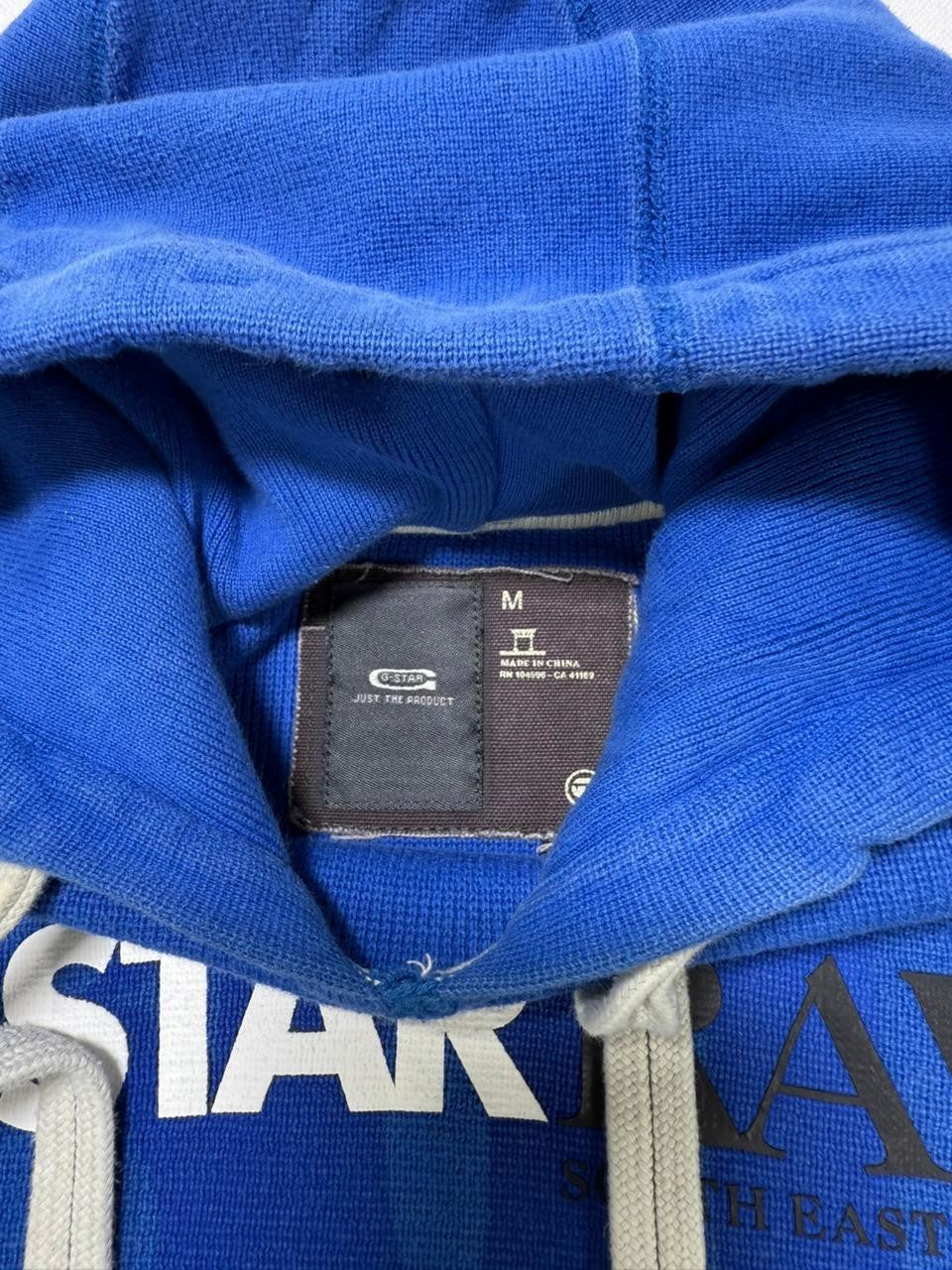 G-Star Raw Unisex Hudson Blue Foxy Logo Bhashor Fleece Lined Pullover Hoodie - M