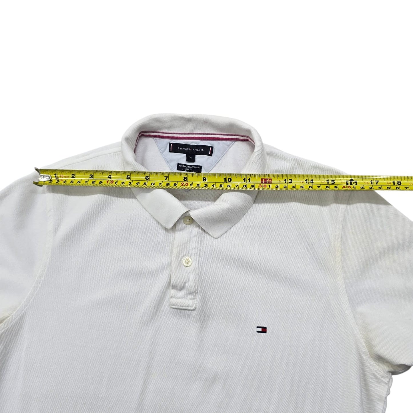 Tommy Hilfiger Men's White Slim Fit Polo Shirt XL Cotton