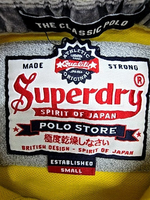 Superdry Men's Yellow Short Sleeve Polo Shirt Small