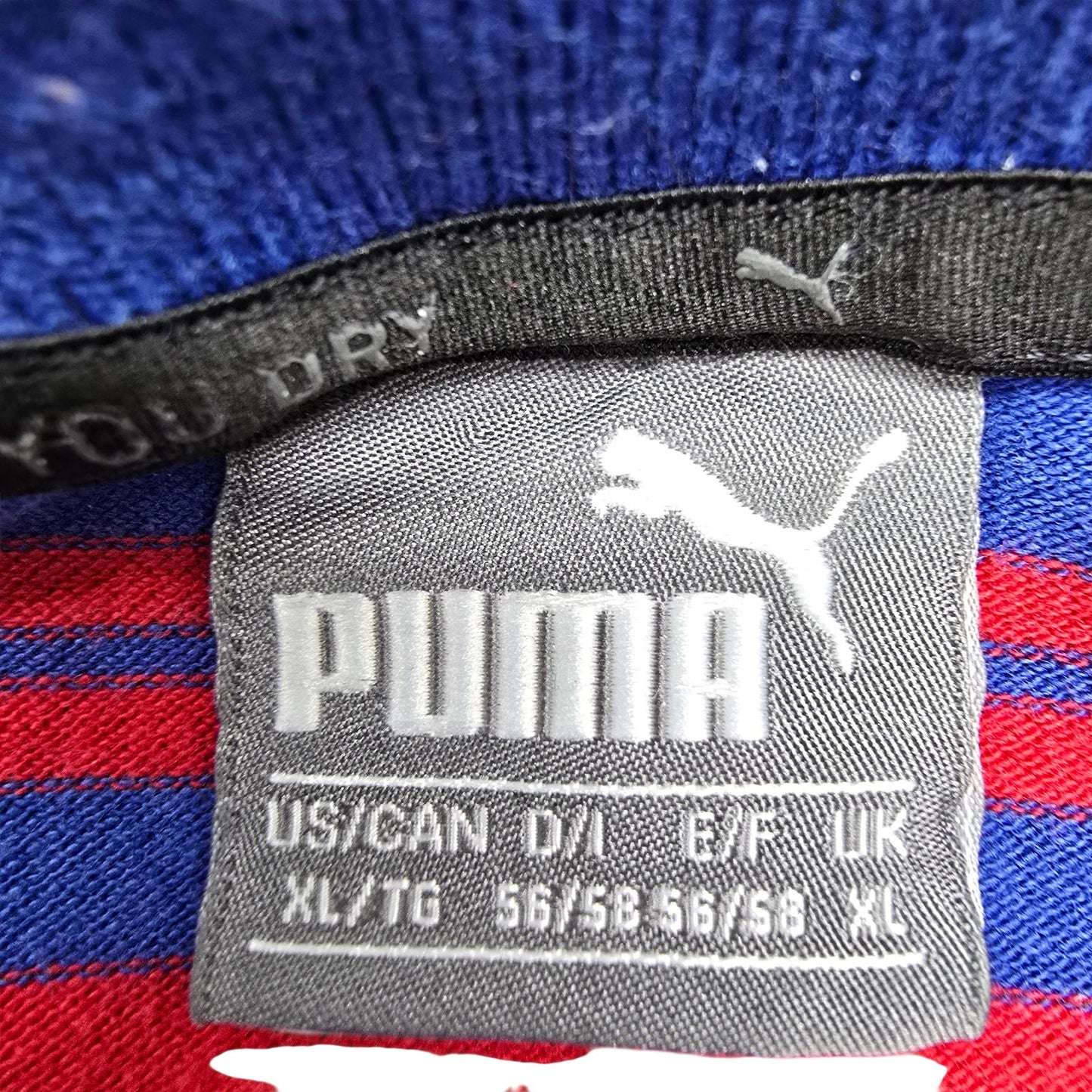 PUMA Men's Blue Red White Striped Polo Shirt XL EU