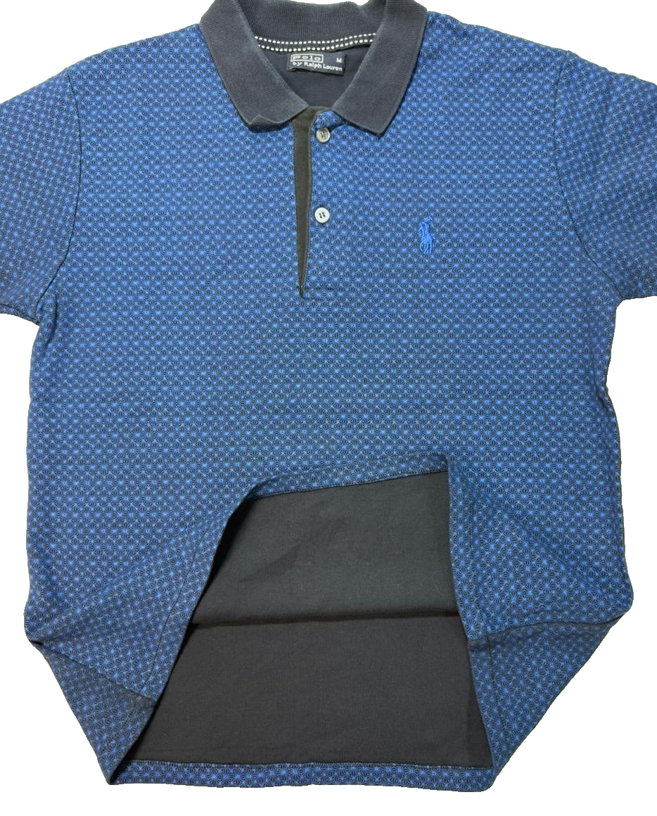 MEN Polo Ralph Lauren Blue Pattern Short Sleeve Polo Shirt M