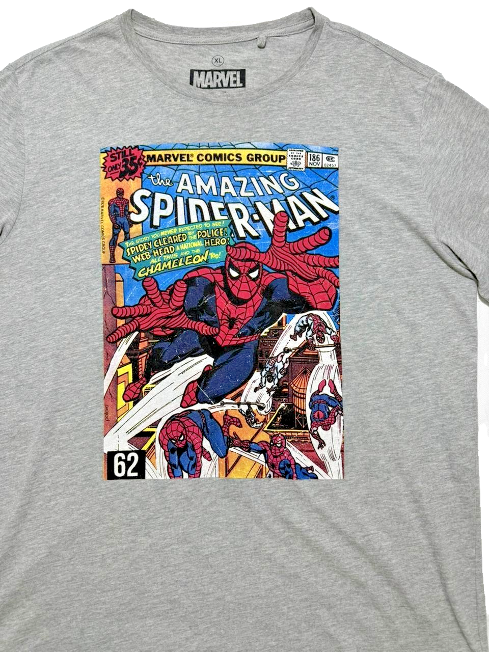 Marvel Men's Spiderman Comic Cover Gray T-Shirt - Size XL