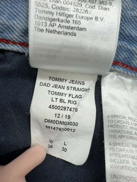 Tommy Jeans Boys Light Blue Straight Dad Jeans Size 36/30 5-Pocket