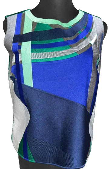 Bnwt Armani Collezioni Sleeveless Top With Geometric Patch Work - Size 44