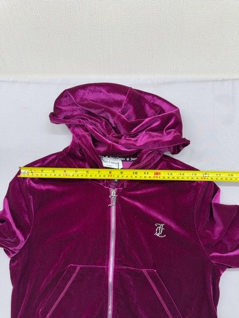 Juicy Couture Purple Velour Zip Hoodie L Unisex Long Sleeve
