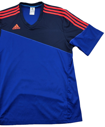 Adidas Men's XL Navy/Red Striped Soccer Jersey V-Neck 3 Stripes
