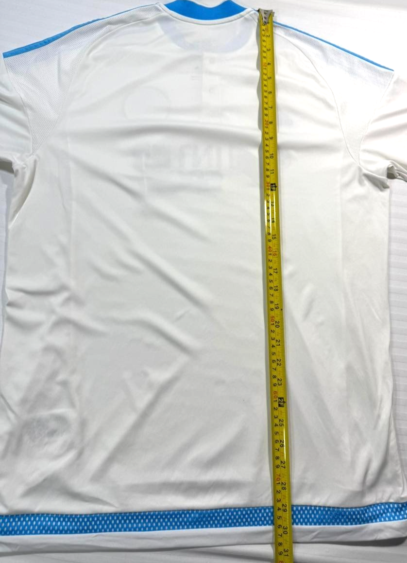 Adidas Olympique De Marseille Football Shirt In White And Light Blue - Size L