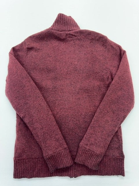 Carhartt Men Burgundy Full Zip Wool Blend Mock Neck Sweater Size M Used
