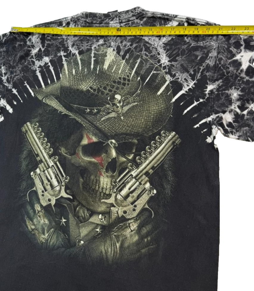 Survivors Vintage Skull Cowboy Guns Rocker T-Shirt Edgy Men's Short Sleeve L