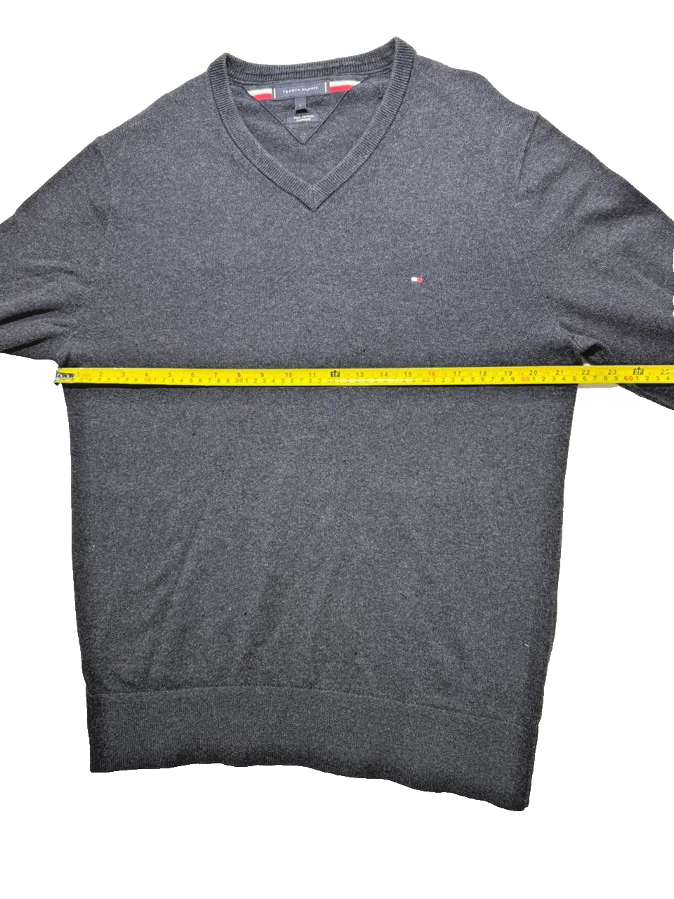 Tommy Hilfiger V-Neck Sweater Men's Large Dark Blue | Pima Cotton Cashmere