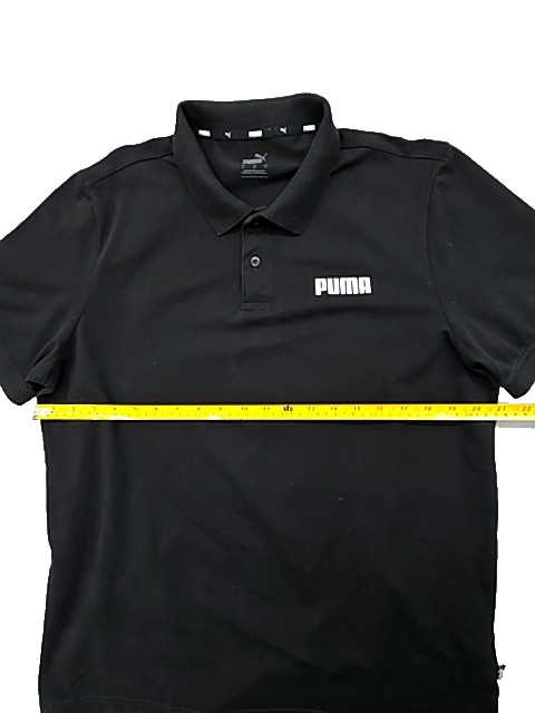 PUMA Black Short Sleeve Polo Shirt Men's L Regular Fit Button