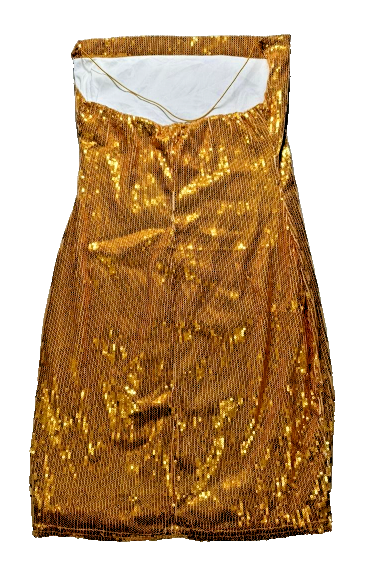 Gold Sequin Strapless Mini Dress - Size 6