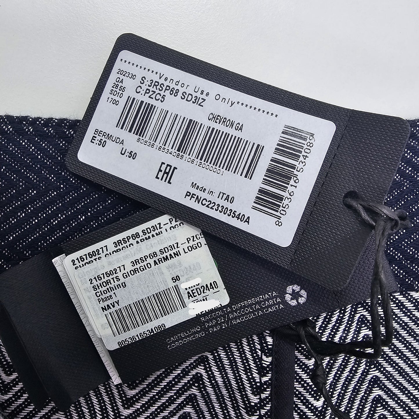 Giorgio Armani Cotton Bermuda Logo Shorts In Jacquard Navy 50 BNWT