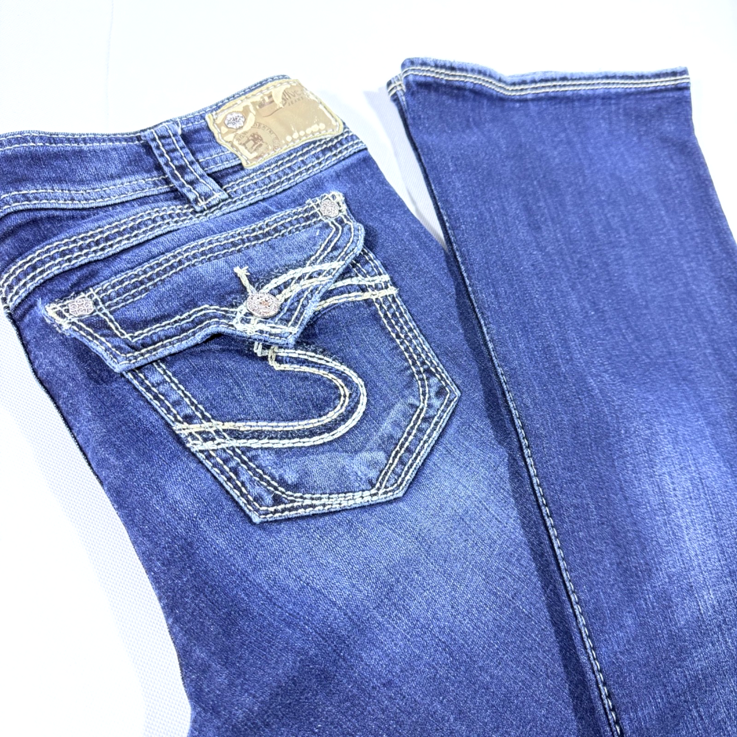 Silver Jeans Suki Distressed Women's Denim Jeans W33 L32 Flap Pockets