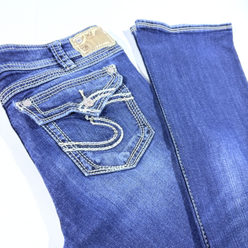 Silver Jeans Suki Distressed Women's Denim Jeans W33 L32 Flap Pockets