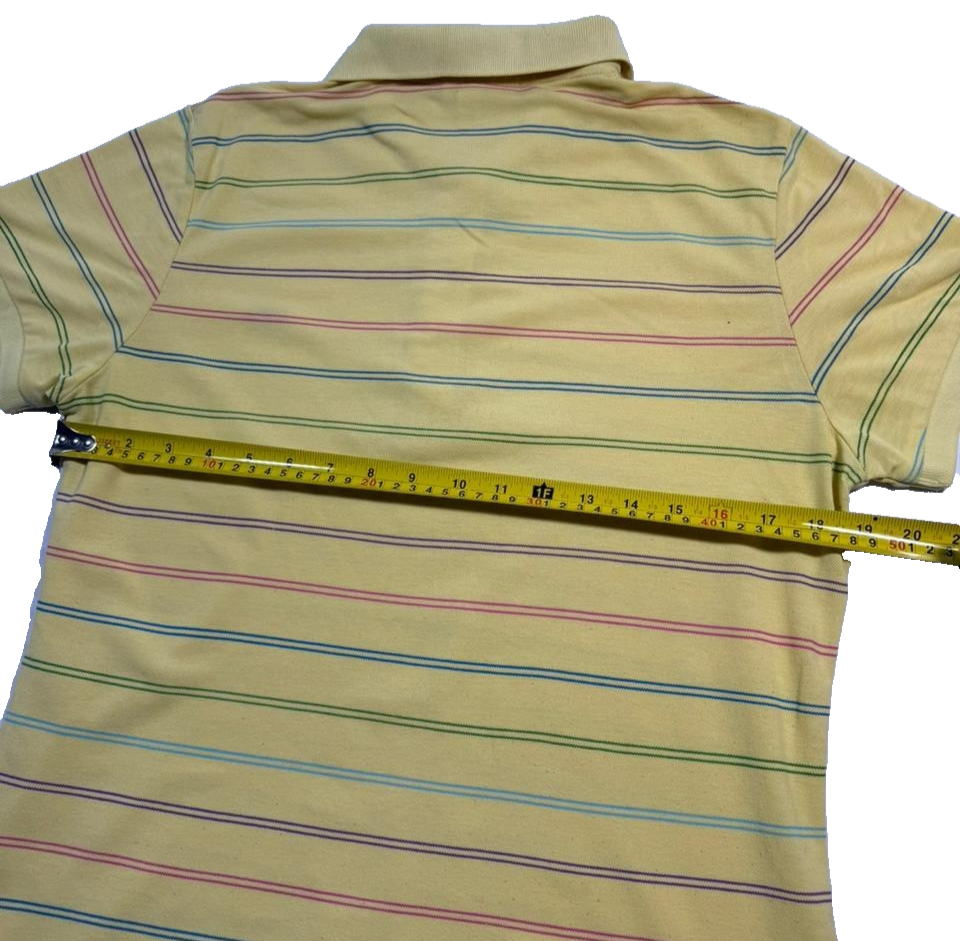 Lacoste Men Yellow Multi-Color Striped Pique Polo Shirt Croc Logo XXXL