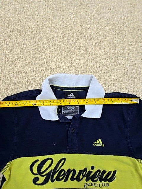 Adidas Navy Striped Golf Polo Shirt Men's Short Sleeve