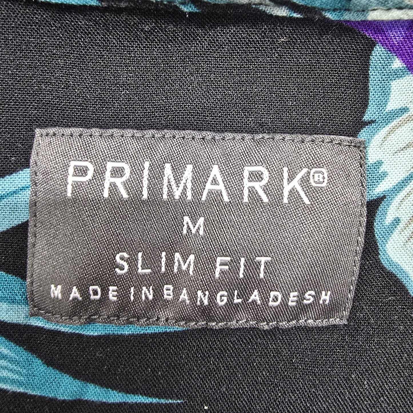 Primark Men's Black Tropical Floral Slim Fit Shirt Size M