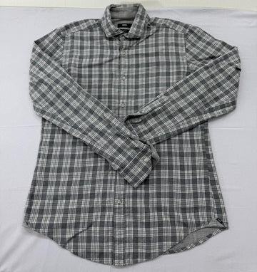 BOSS Men's Grey Plaid Flannel Slim Fit Button-Down Shirt M Germany