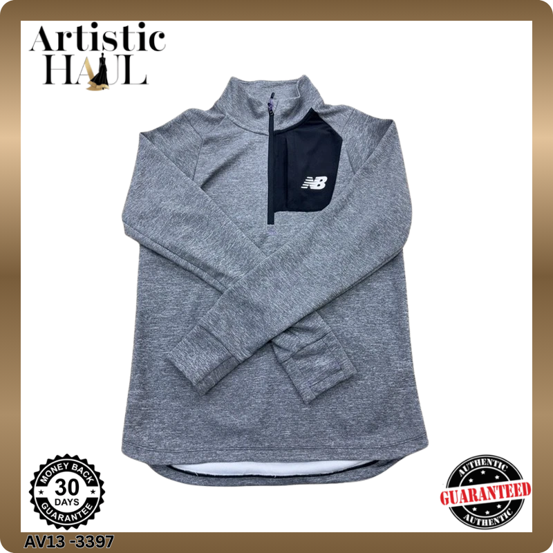 New Balance Men's Grey Half-Zip Hoodie Size S