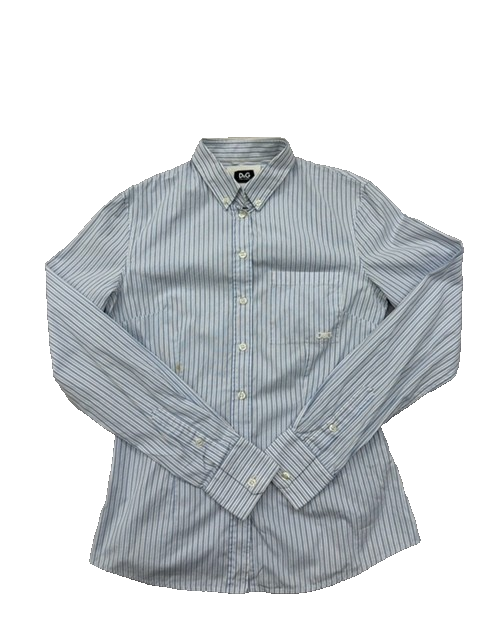 Dolce & Gabbana Men's Blue Shirt – Size L, Striped, Cotton