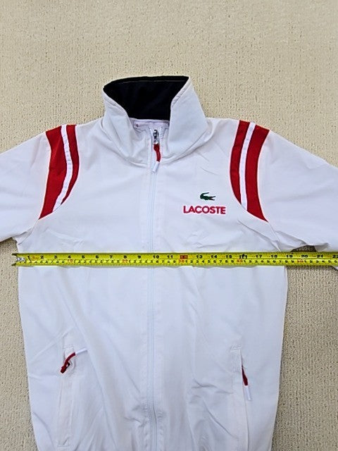 Lacoste Men's White Red Track Jacket Size S Zipper Athletic
