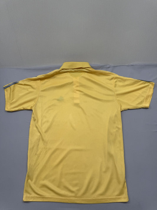 Adidas Men's Yellow Polo Shirt – Size XL, Striped, Short Sleeve