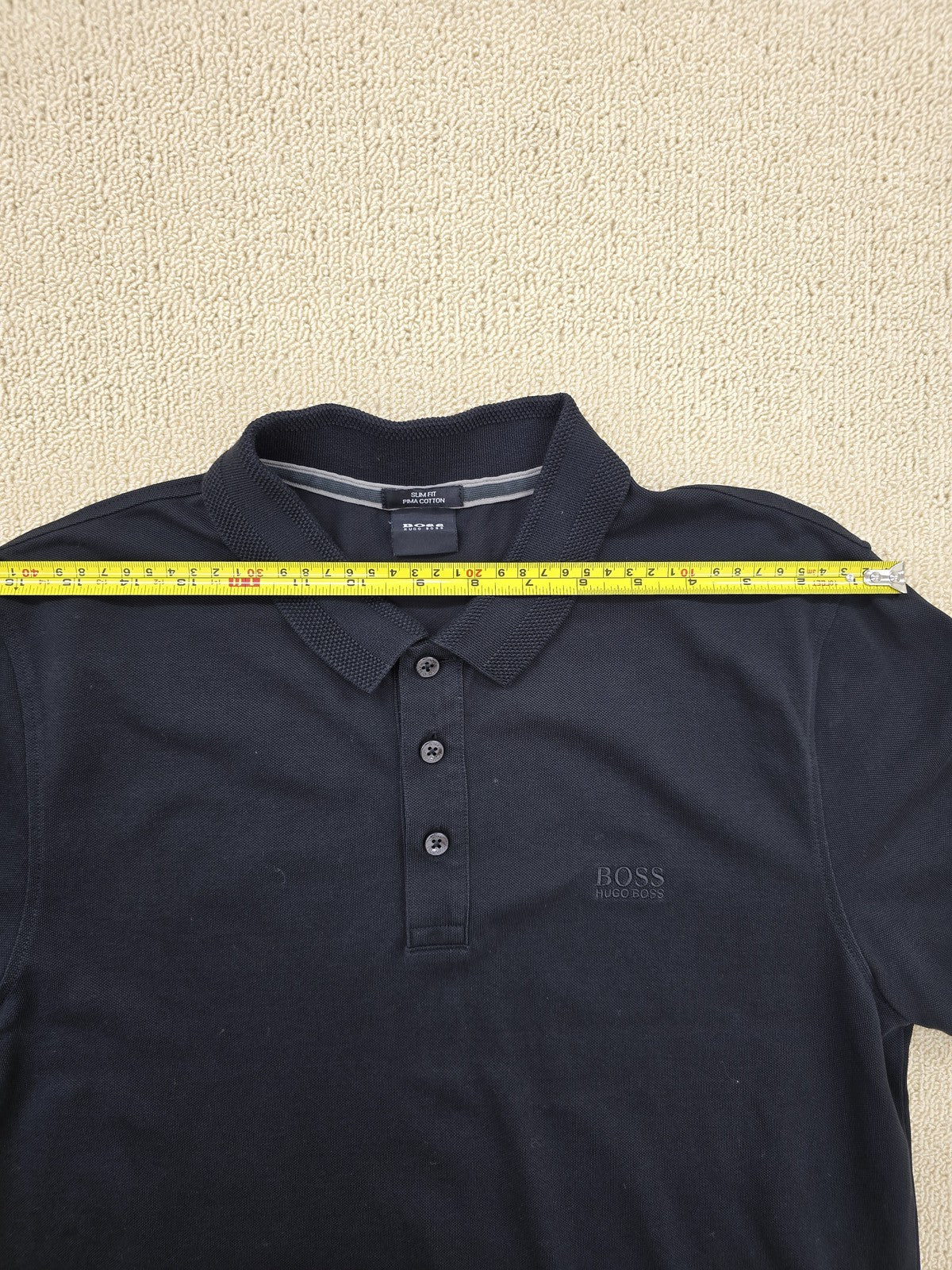 Hugo Boss Slim Fit Navy Polo Shirt M Short Sleeve Pima Cotton Germany