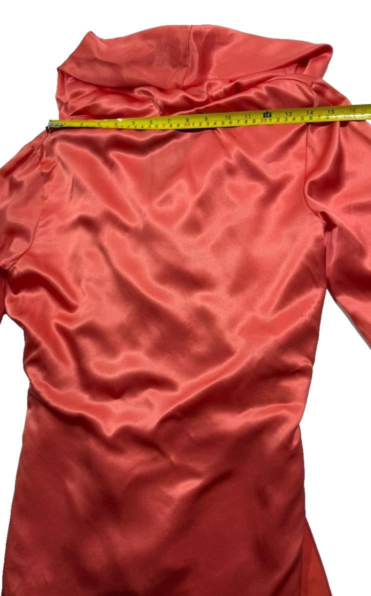 Giorgio Armani Women's Orange Satin Draped Hooded Wrap Top Size 42 BNWT