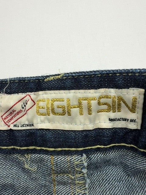 EIGHTHSIN Girls Blue Denim Skirt Size M Ruffle Hem Lace Stud Button