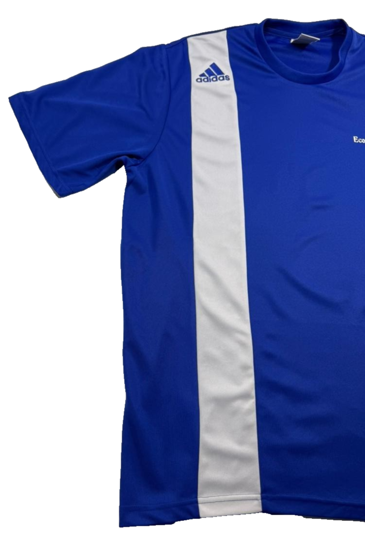 Adidas Men's Royal Blue Climalite Training Jersey White Stripes Ecole De Foot L